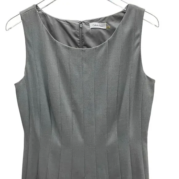 Calvin Klein Gray Sleeveless Fit-and-Flare Dress Size 12 - Picture 3 of 9